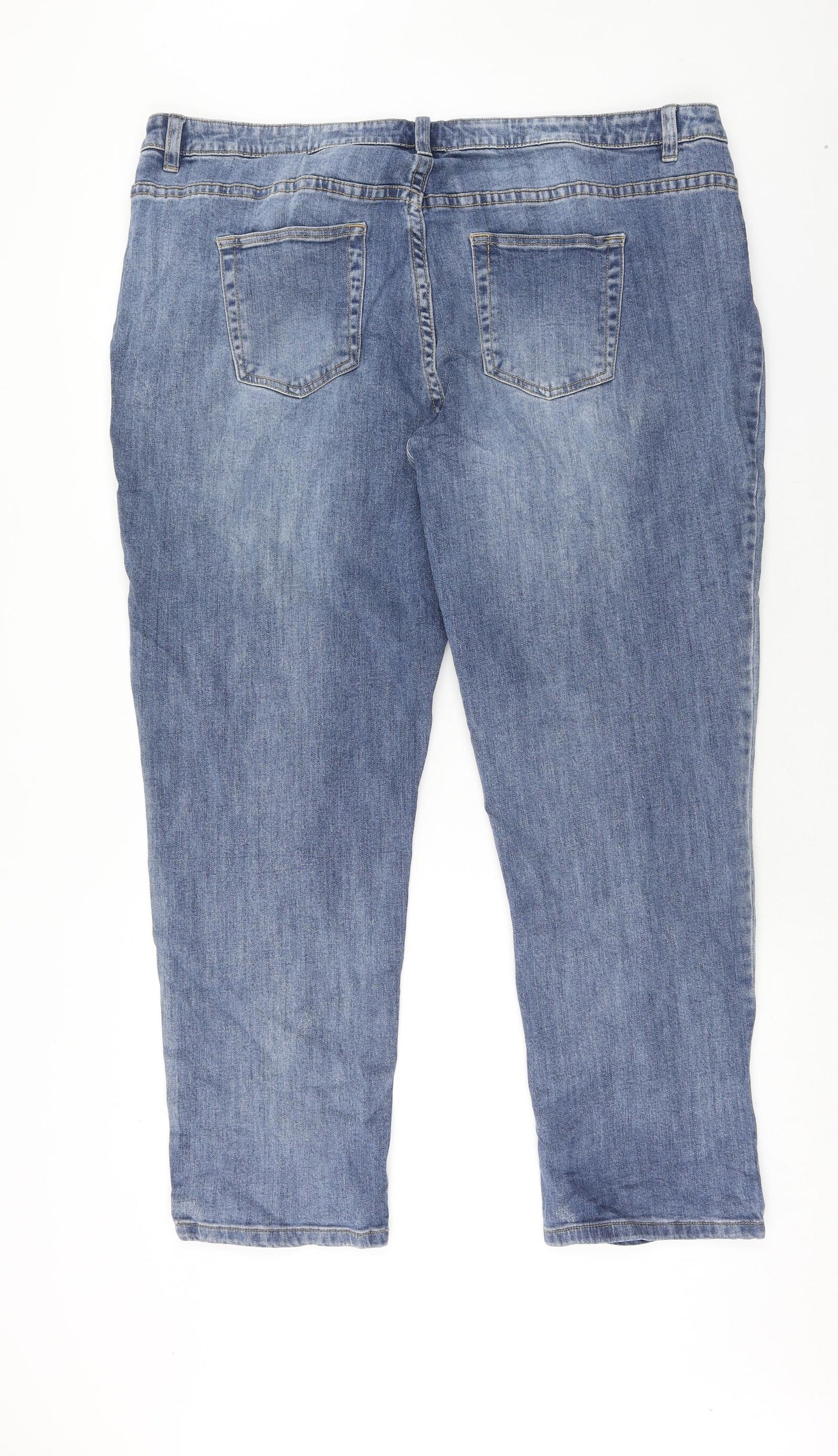Nutmeg Womens Blue Cotton Straight Jeans Size 22 Slim Zip