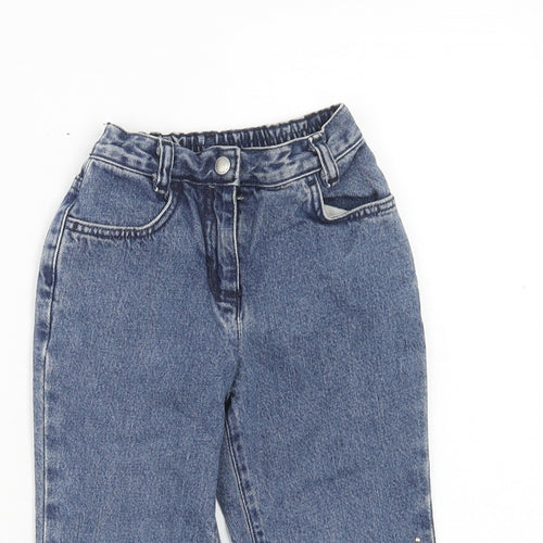 Preworn Girls Black Cotton Straight Jeans Size 2 Years Regular Zip