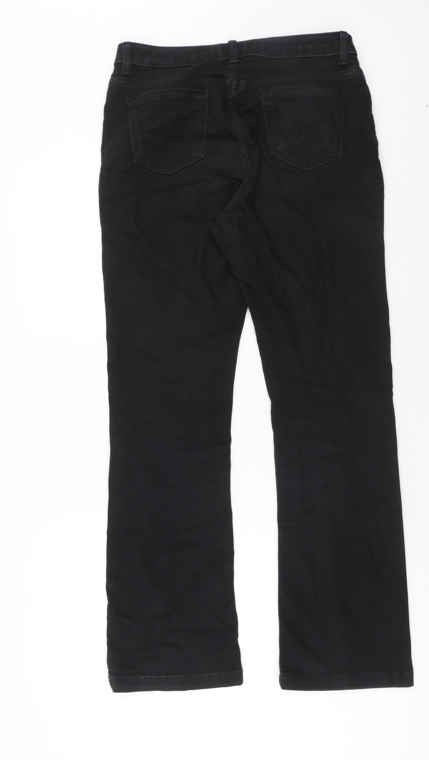 Per Una Womens Black Cotton Straight Jeans Size 12 Regular Zip