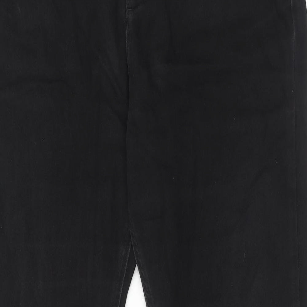 Per Una Womens Black Cotton Straight Jeans Size 12 Regular Zip