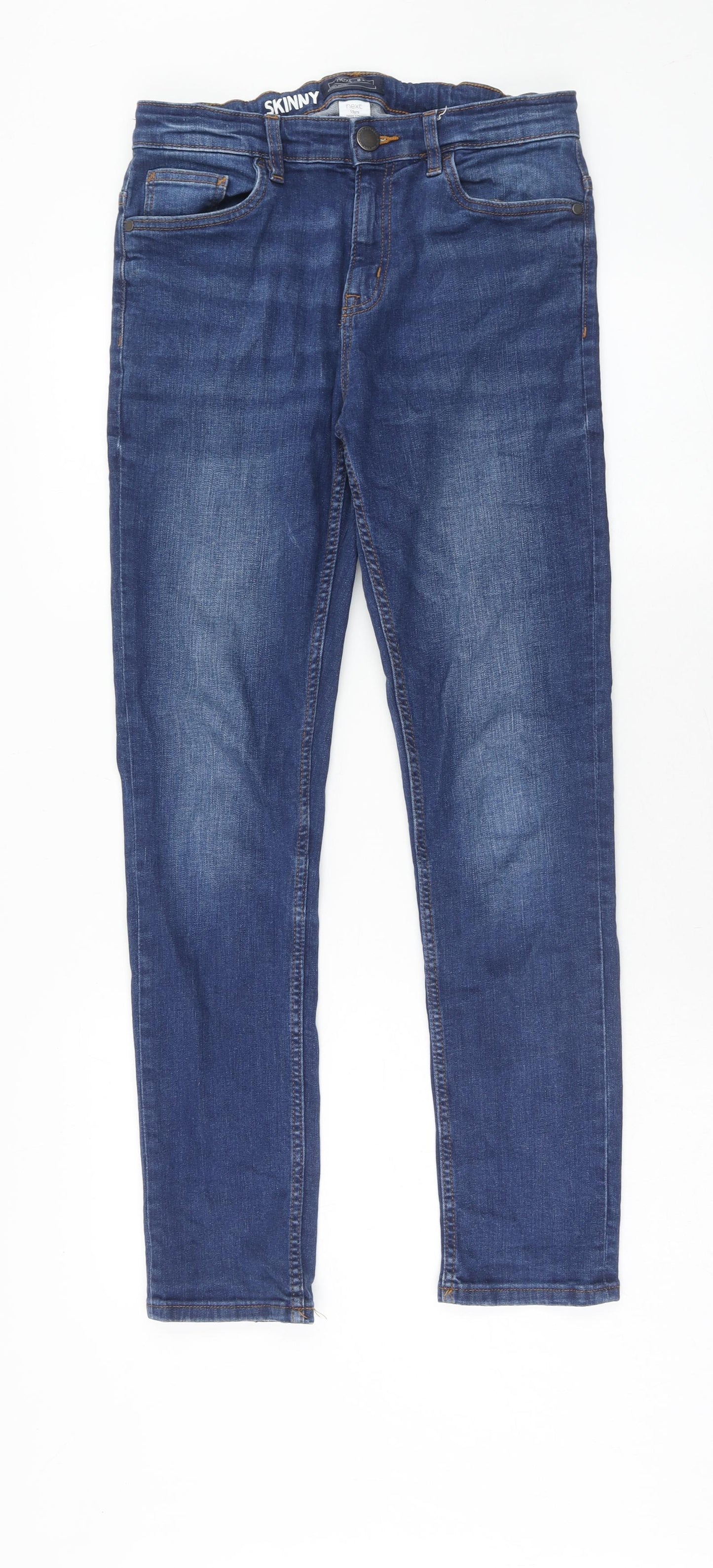 NEXT Boys Blue Cotton Tapered Jeans Size 15 Years Regular Zip