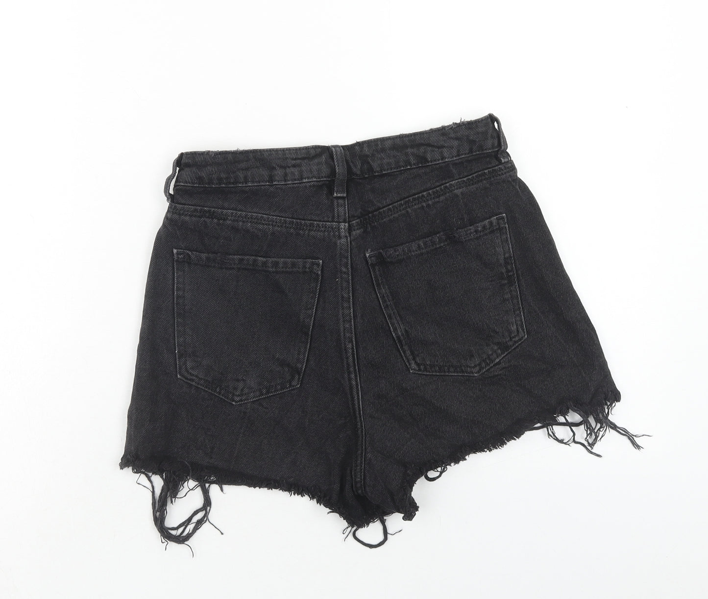 New Look Womens Black Cotton Cut-Off Shorts Size 6 Regular Zip