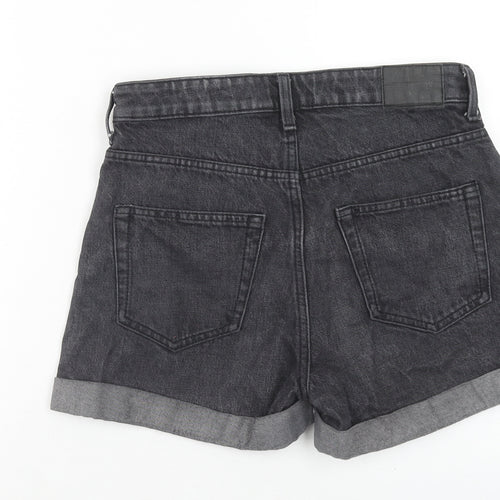 Weekday Womens Black Cotton Boyfriend Shorts Size 8 Regular Zip