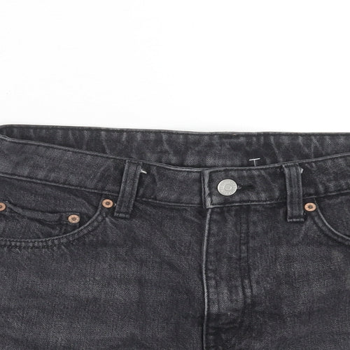 Weekday Womens Black Cotton Boyfriend Shorts Size 8 Regular Zip