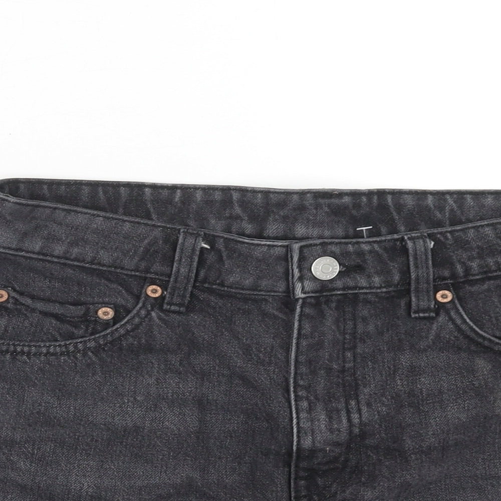Weekday Womens Black Cotton Boyfriend Shorts Size 8 Regular Zip