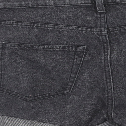 Weekday Womens Black Cotton Boyfriend Shorts Size 8 Regular Zip