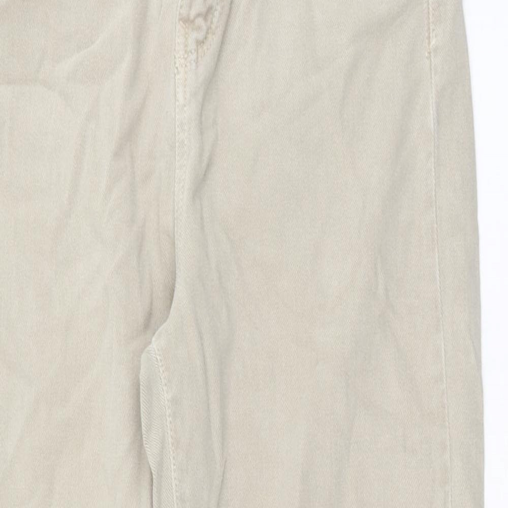 Zara Womens Beige Cotton Straight Jeans Size 8 Regular Zip