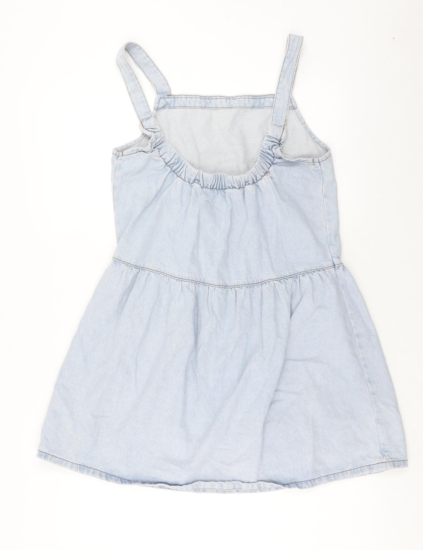 Denim & Co. Womens Blue Cotton Tank Dress Size 10 Square Neck Pullover