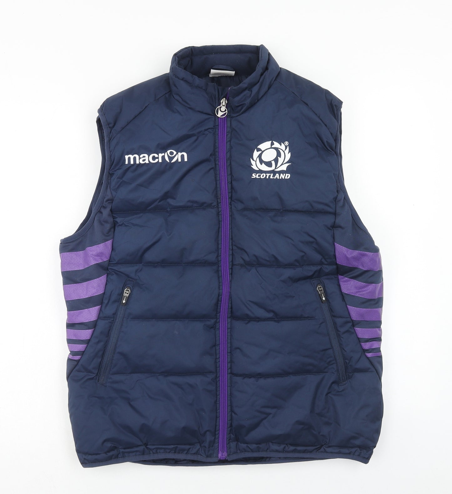 Macron Mens Blue Jacket Waistcoat Size M Zip - Scotland