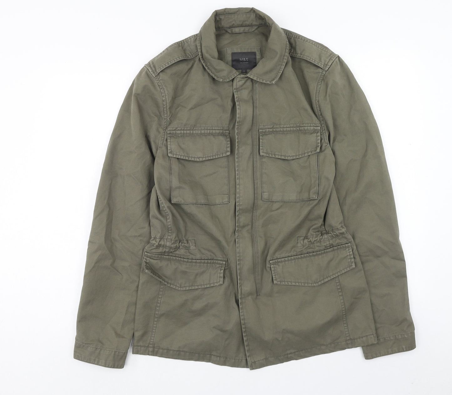 Marks and Spencer Mens Green Military Jacket Jacket Size S Zip
