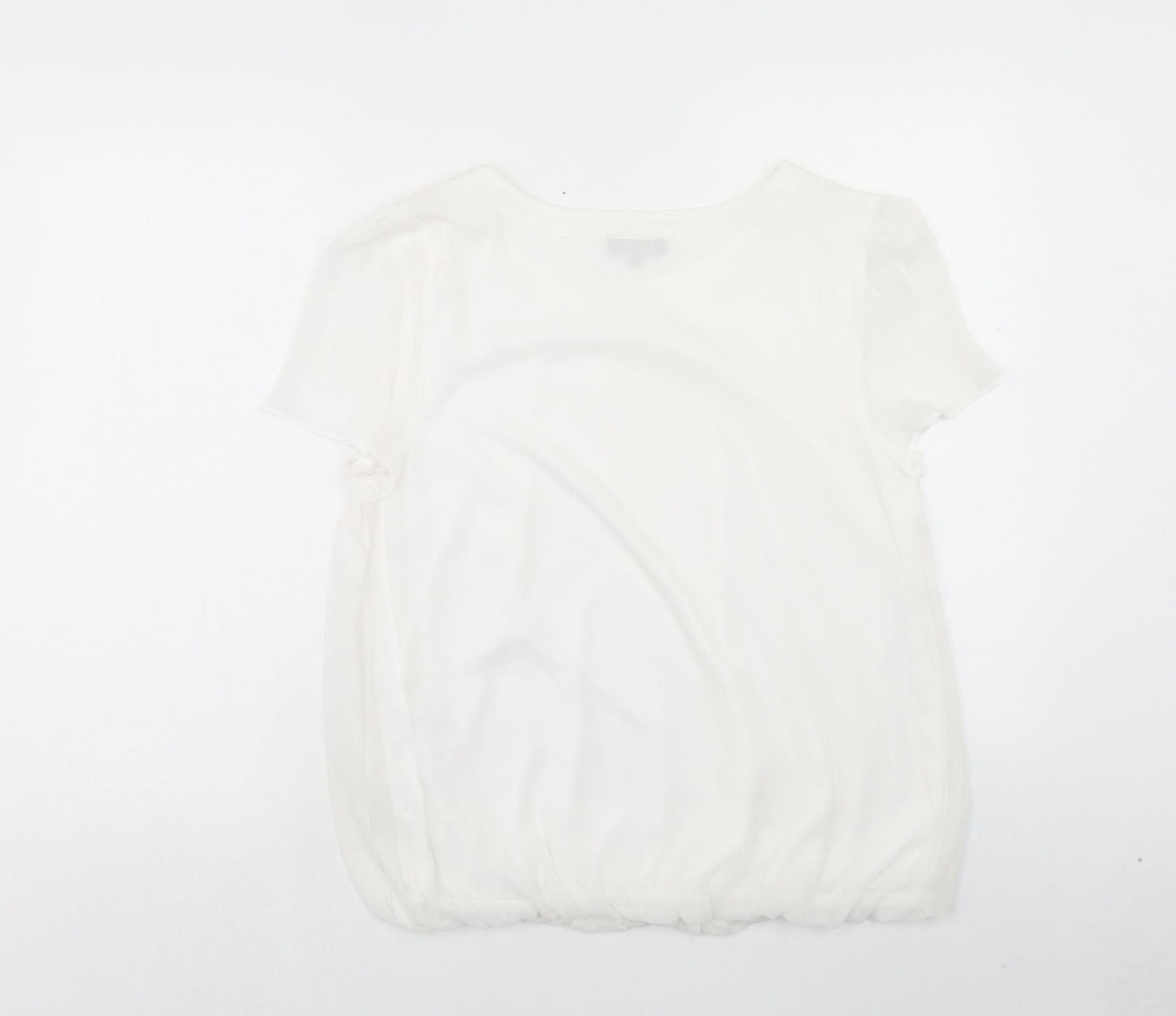 Papaya Womens White Polyester Basic T-Shirt Size 16 Scoop Neck