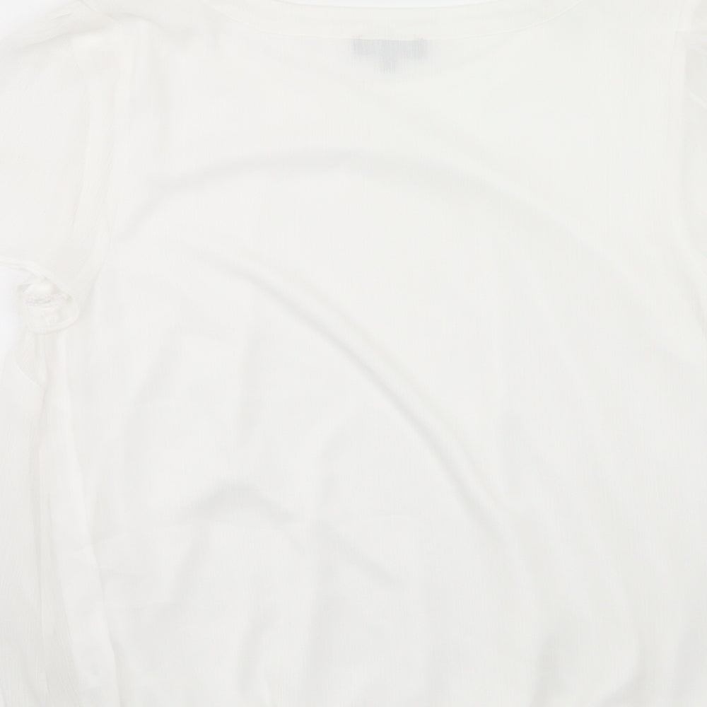 Papaya Womens White Polyester Basic T-Shirt Size 16 Scoop Neck