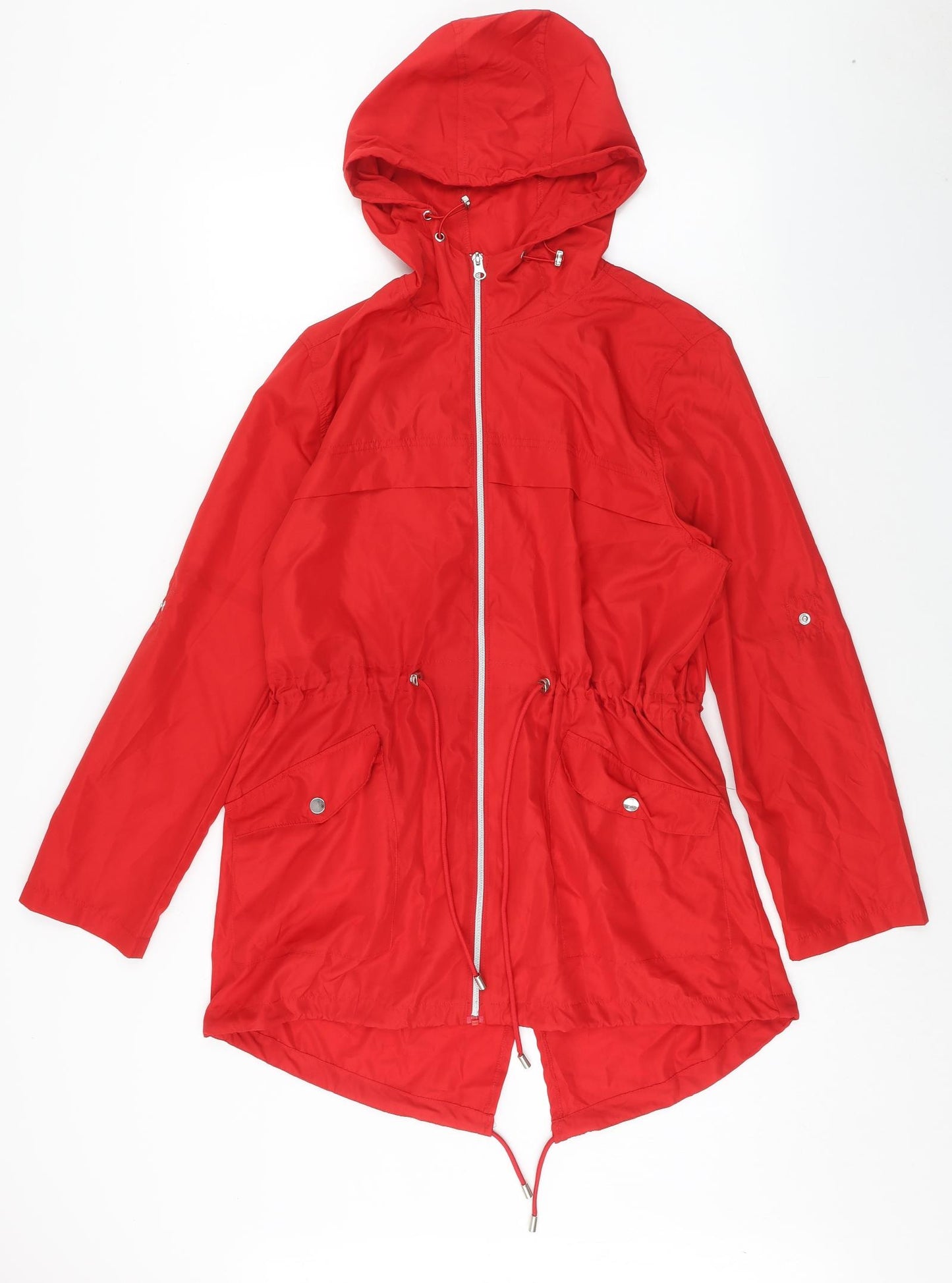 Primark Womens Red Rain Coat Coat Size 10 Zip
