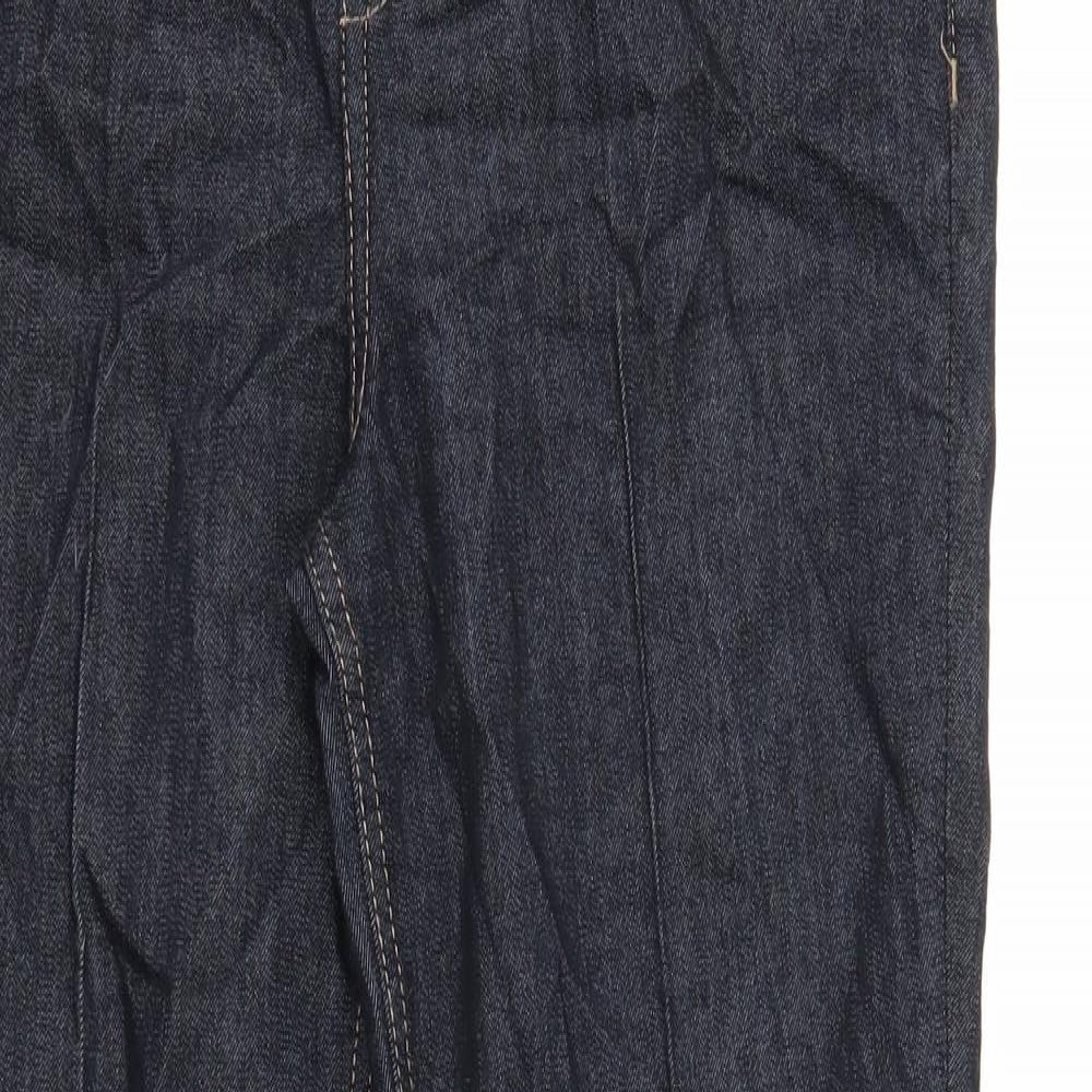 Marks and Spencer Womens Blue Cotton Straight Jeans Size 12 Regular Zip