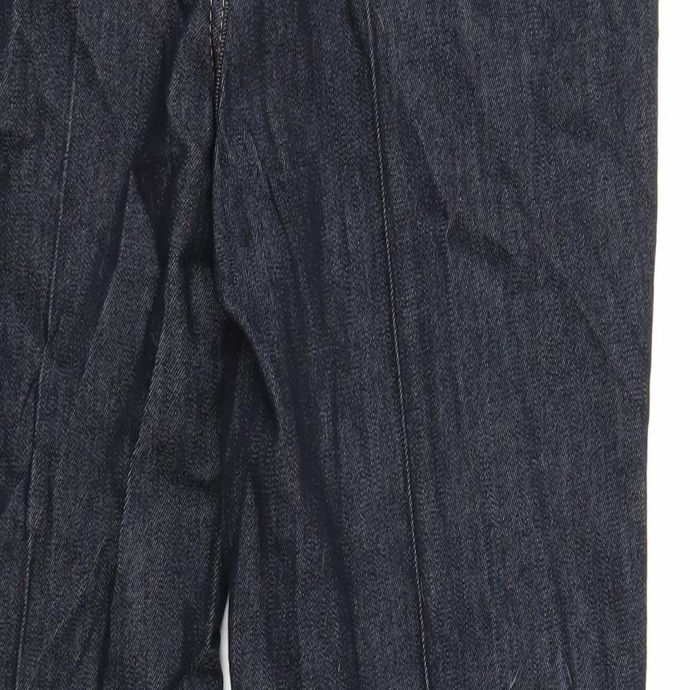 Marks and Spencer Womens Blue Cotton Straight Jeans Size 12 Regular Zip