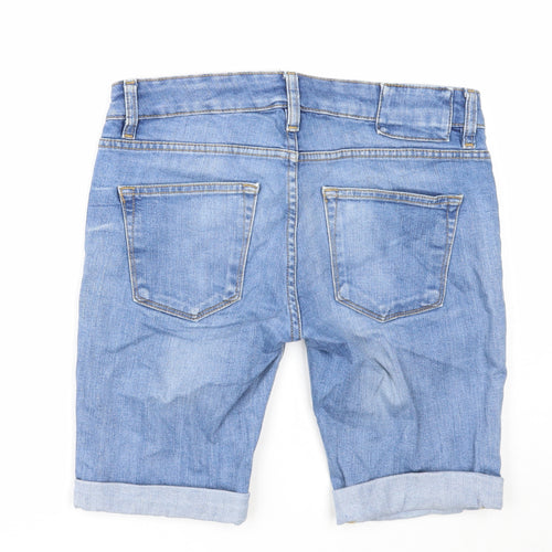 River Island Mens Blue Cotton Chino Shorts Size 28 in Regular Zip