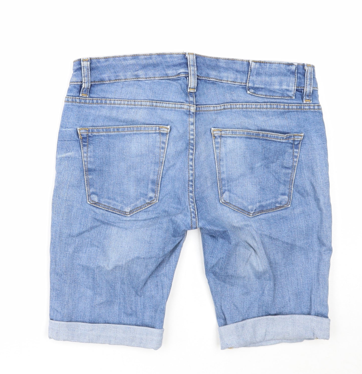 River Island Mens Blue Cotton Chino Shorts Size 28 in Regular Zip