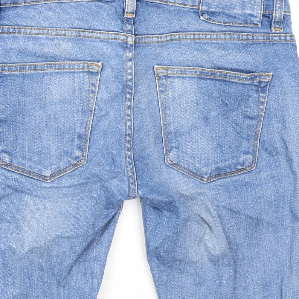 River Island Mens Blue Cotton Chino Shorts Size 28 in Regular Zip