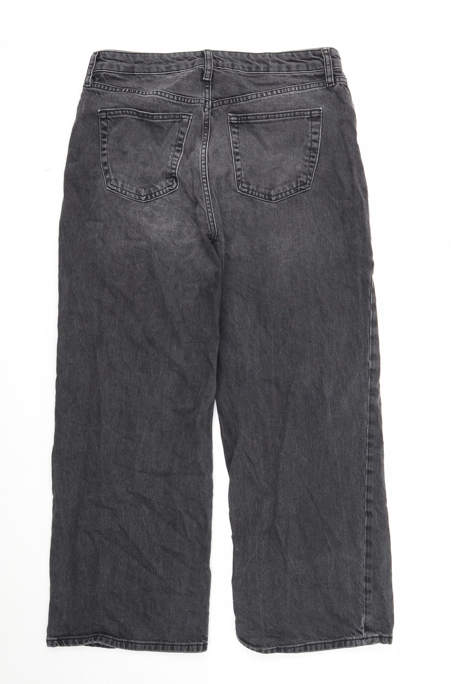 George Womens Black Cotton Bootcut Jeans Size 14 Regular Zip