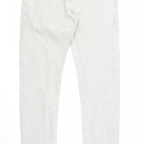 Marks and Spencer Mens Grey Cotton Skinny Jeans Size 30 in L33 in Slim Zip