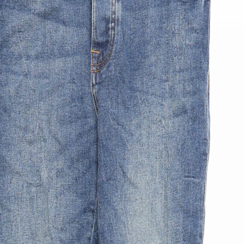 Zara Womens Blue Cotton Straight Jeans Size 10 Regular Zip