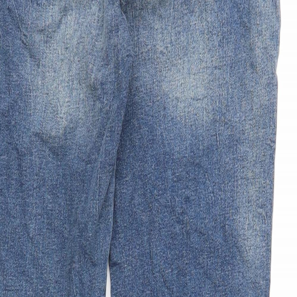 Zara Womens Blue Cotton Straight Jeans Size 10 Regular Zip