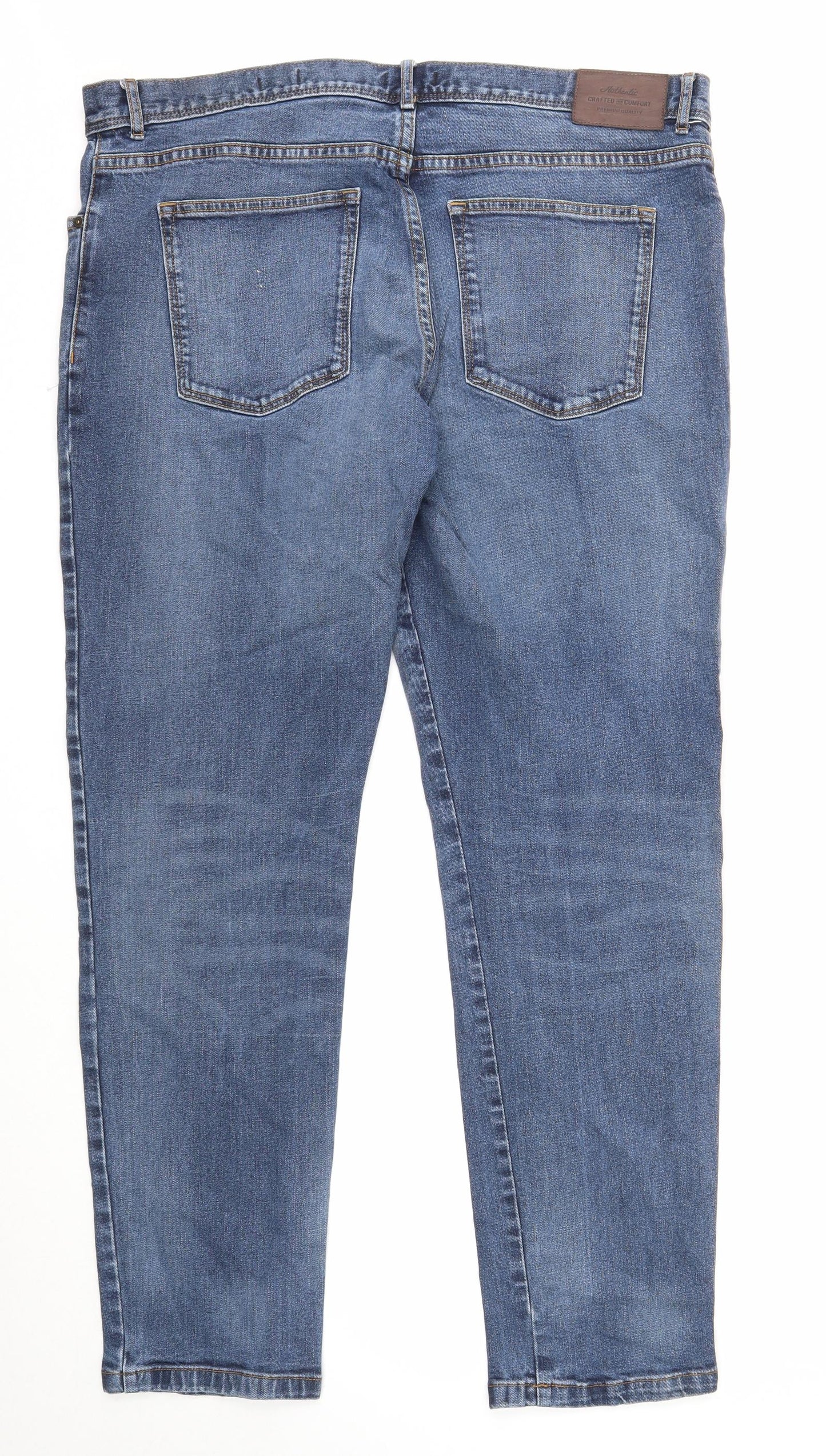 TU Mens Blue Cotton Straight Jeans Size 38 in L32 in Regular Zip