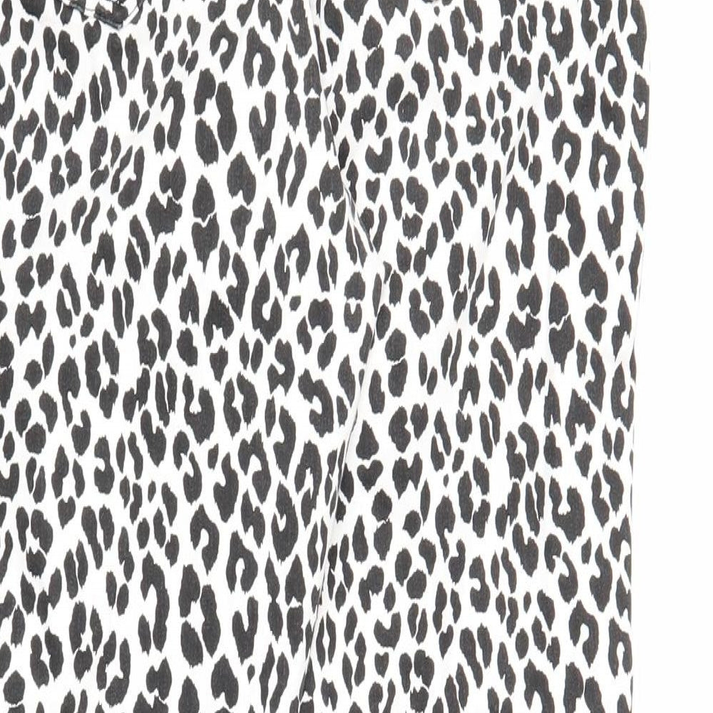 H&M Womens White Animal Print Cotton Straight Jeans Size 32 in Regular Zip
