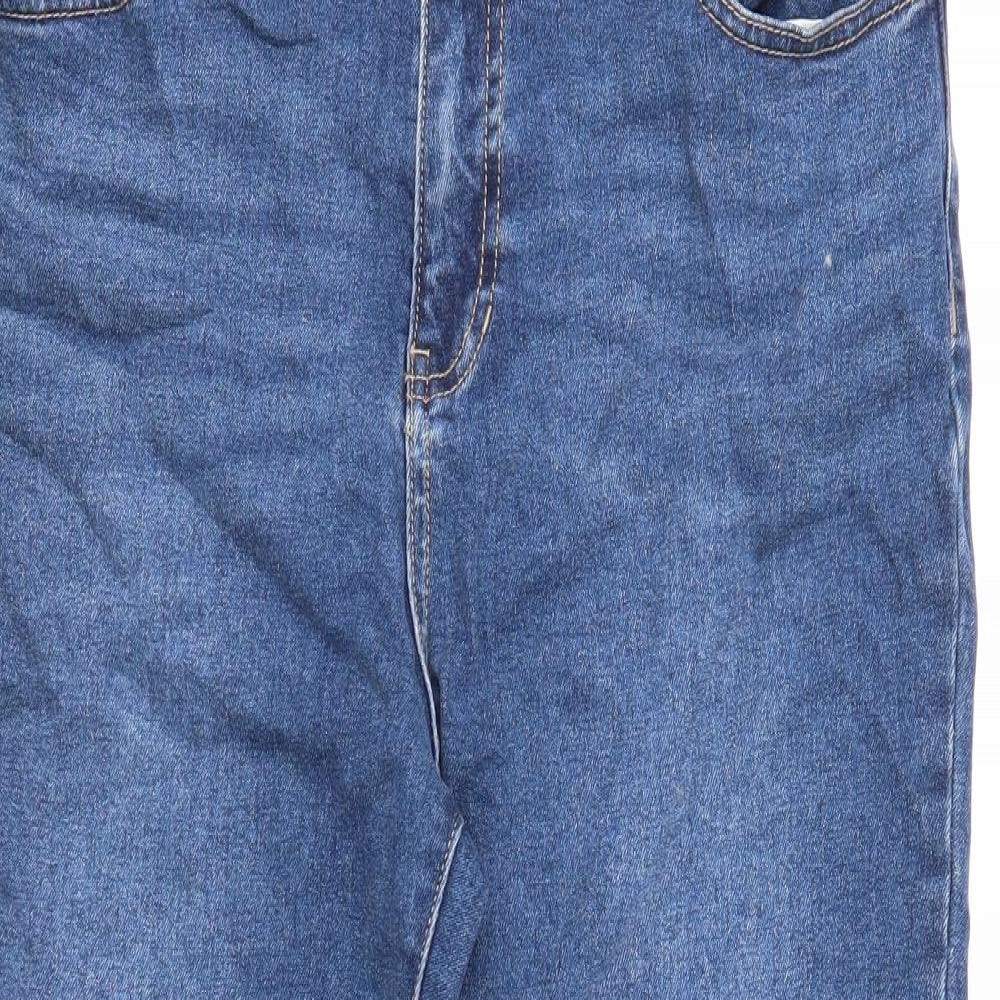 TU Womens Blue Cotton Straight Jeans Size 14 Regular Zip