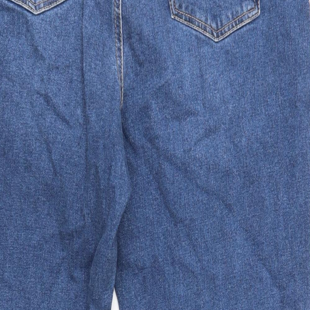 TU Womens Blue Cotton Straight Jeans Size 14 Regular Zip