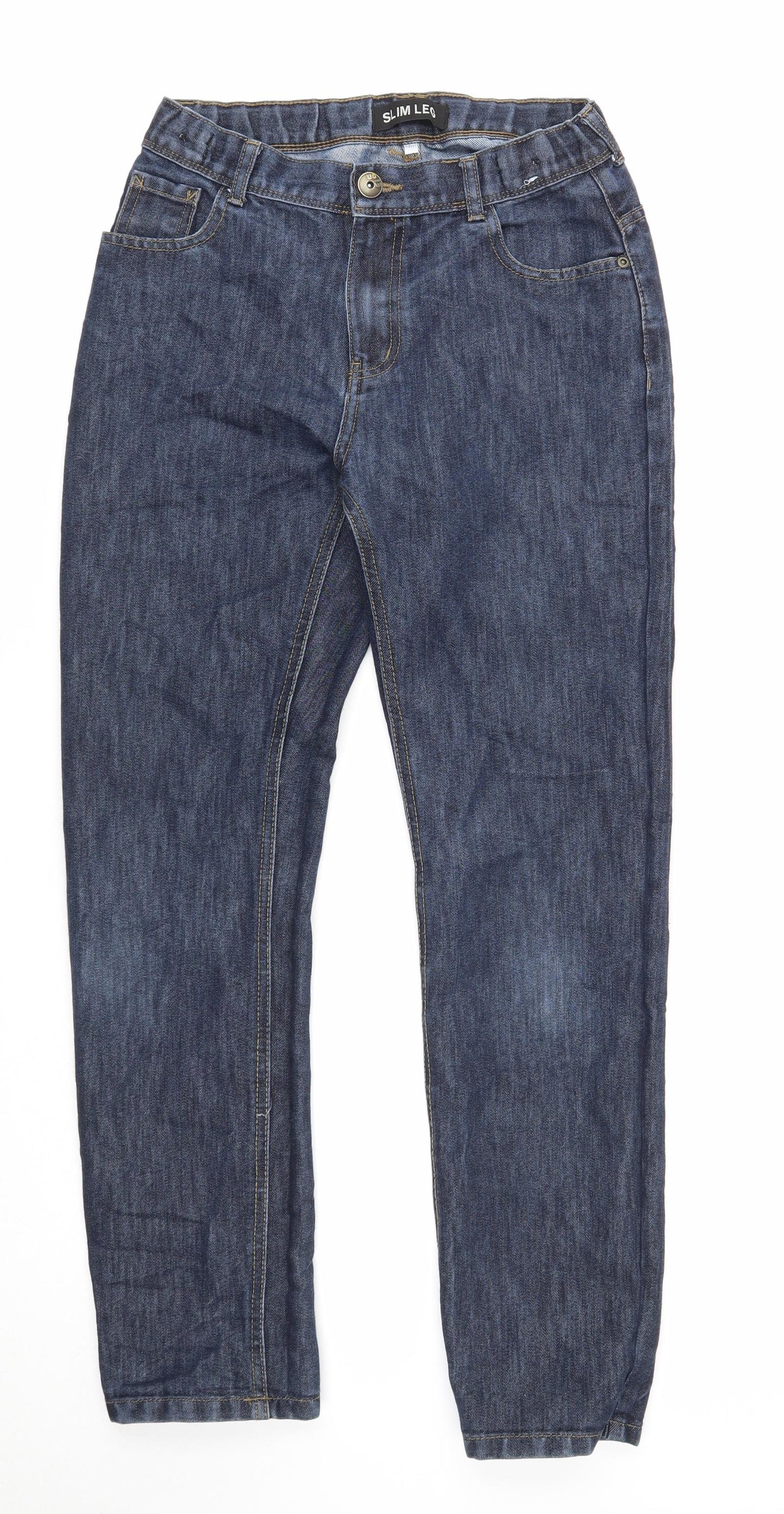 Urban Outlaws Boys Blue Cotton Tapered Jeans Size 14 Years Regular Zip
