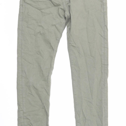 Marks and Spencer Mens Green Cotton Skinny Jeans Size 30 in L33 in Regular Zip