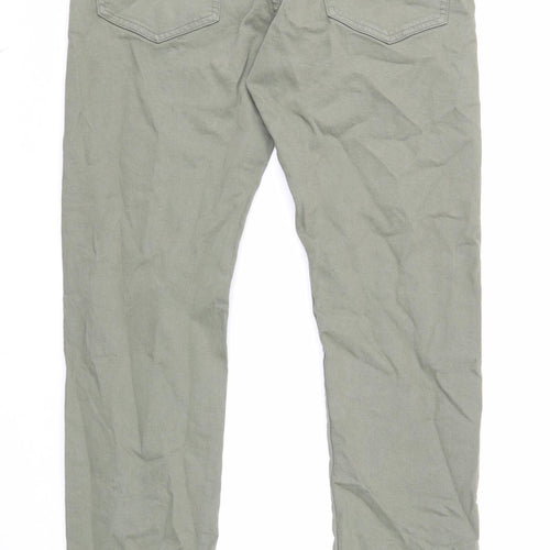 Marks and Spencer Mens Green Cotton Skinny Jeans Size 30 in L33 in Regular Zip