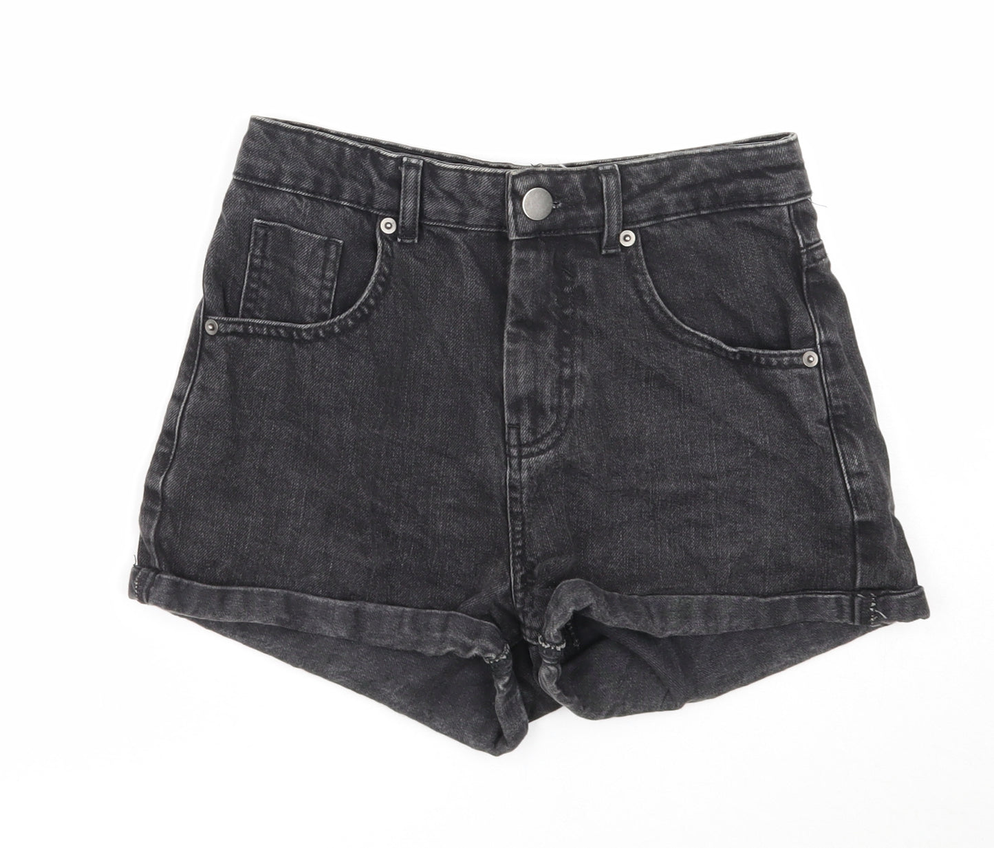 ASOS Womens Black Cotton Boyfriend Shorts Size 8 Regular Zip