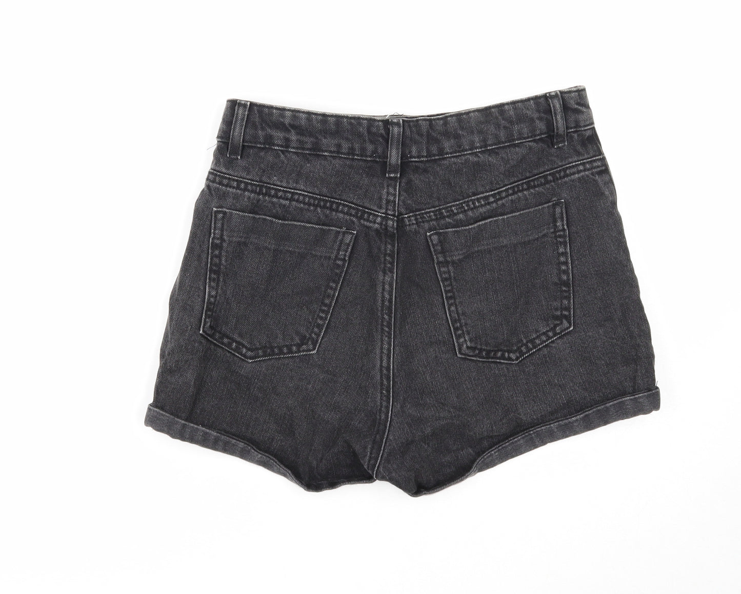 ASOS Womens Black Cotton Boyfriend Shorts Size 8 Regular Zip