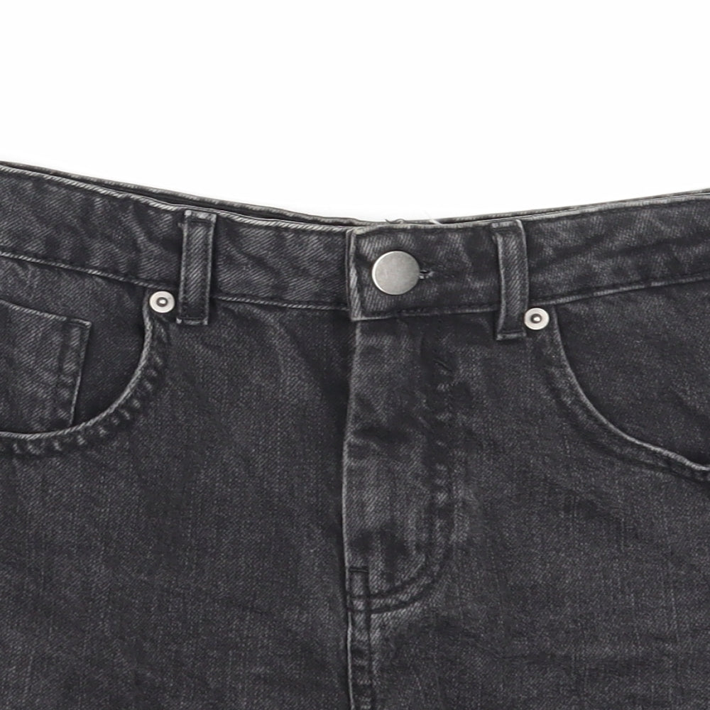 ASOS Womens Black Cotton Boyfriend Shorts Size 8 Regular Zip