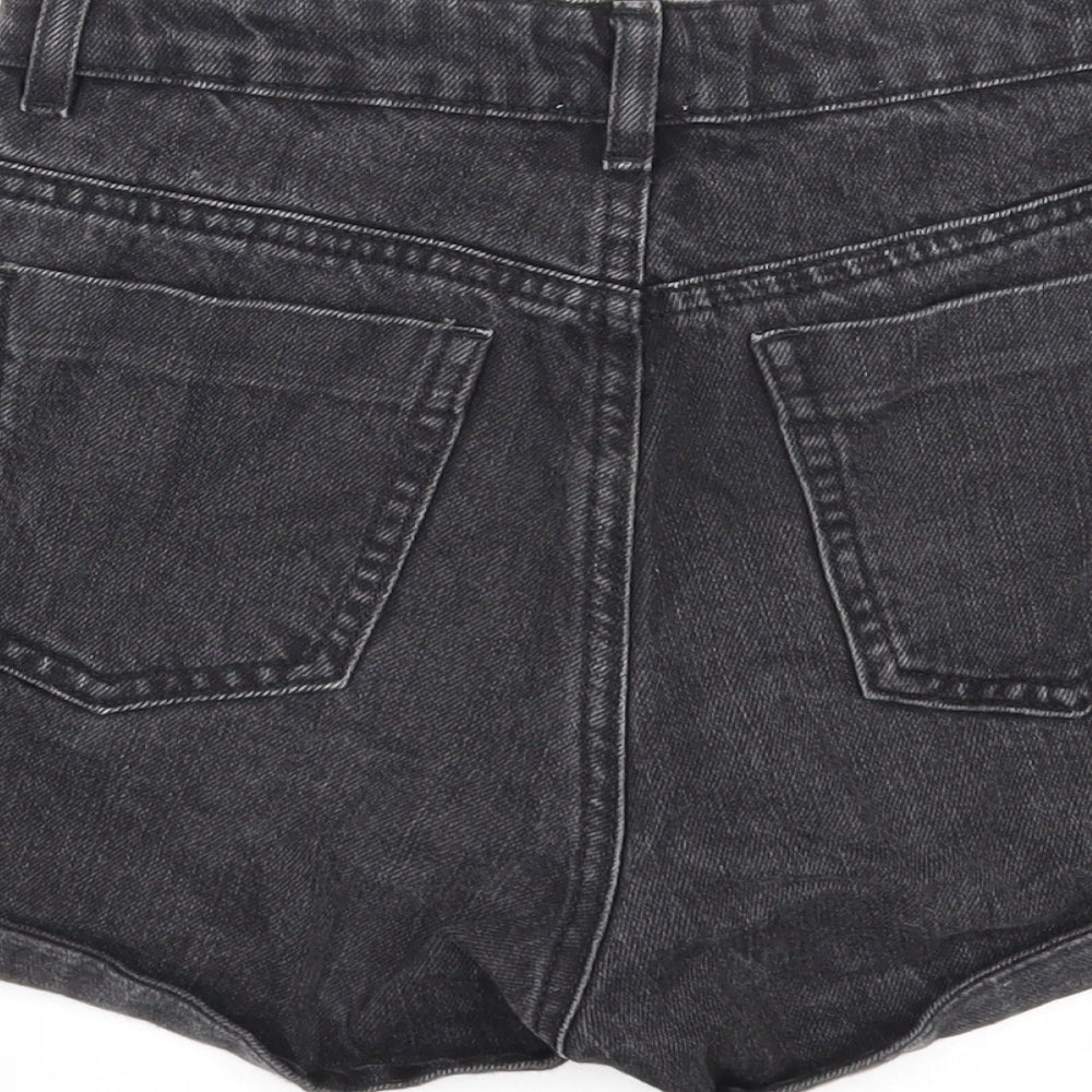 ASOS Womens Black Cotton Boyfriend Shorts Size 8 Regular Zip