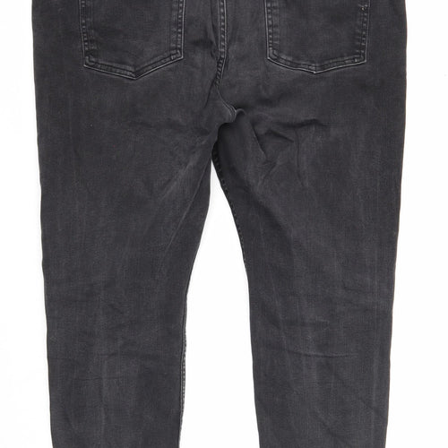 Marks and Spencer Womens Black Cotton Straight Jeans Size 20 Slim Zip