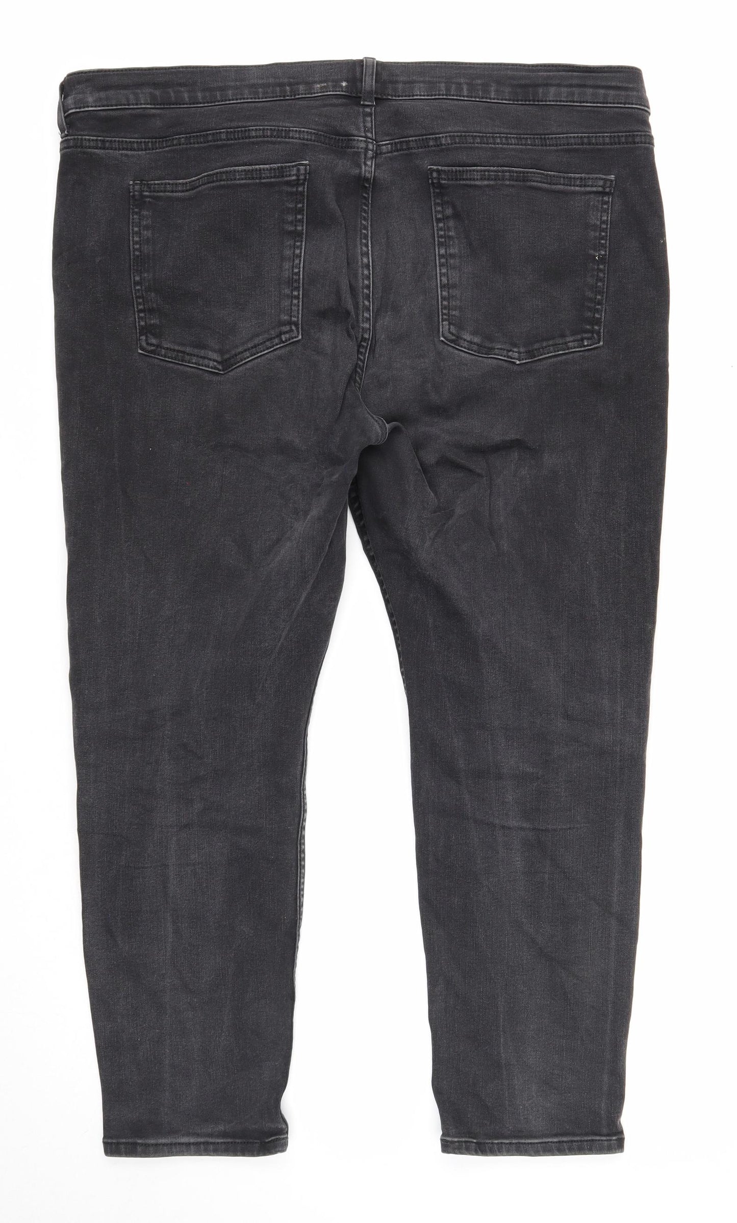 Marks and Spencer Womens Black Cotton Straight Jeans Size 20 Slim Zip