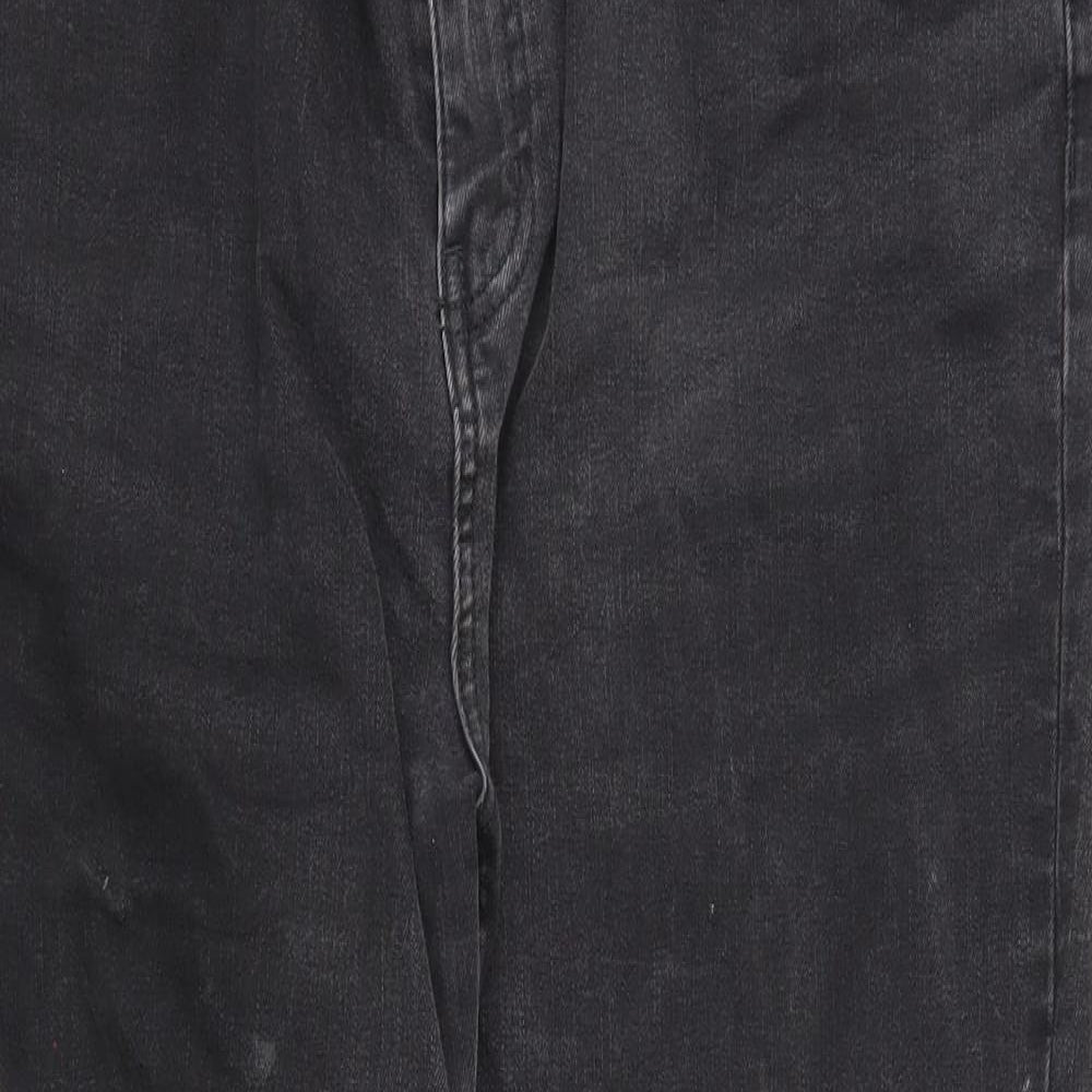 Marks and Spencer Womens Black Cotton Straight Jeans Size 20 Slim Zip