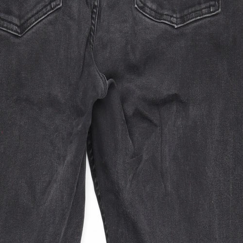 Marks and Spencer Womens Black Cotton Straight Jeans Size 20 Slim Zip