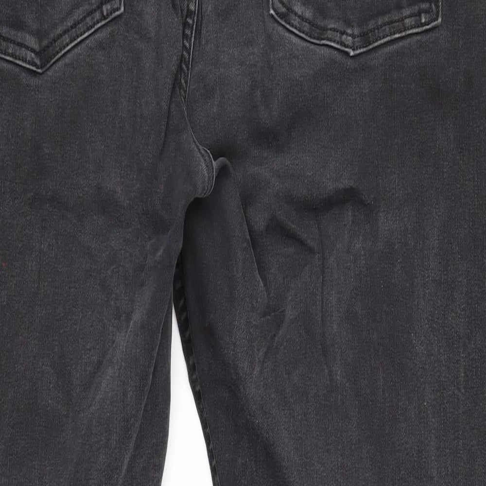 Marks and Spencer Womens Black Cotton Straight Jeans Size 20 Slim Zip