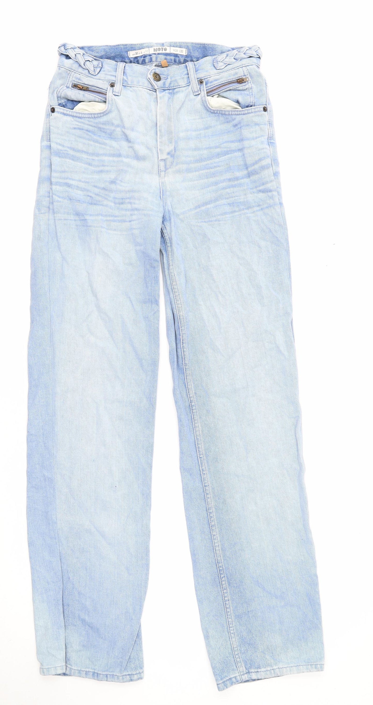 Moto Mens Blue Cotton Straight Jeans Size 28 in L32 in Regular Zip