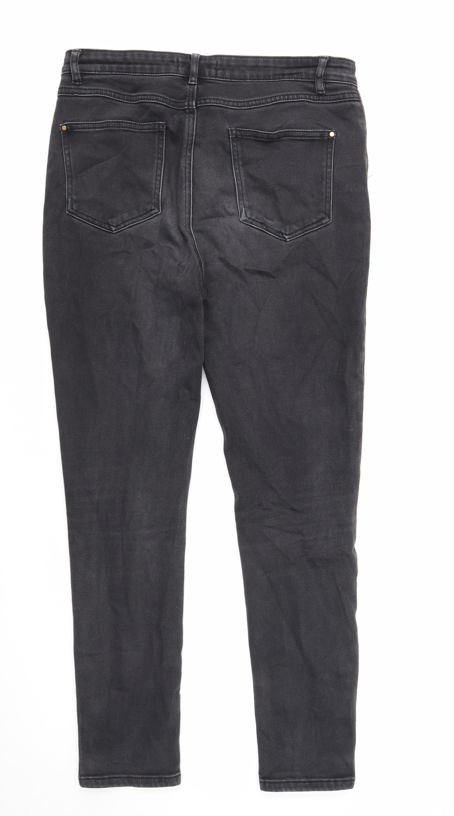 Marks and Spencer Womens Black Cotton Skinny Jeans Size 12 Regular Zip