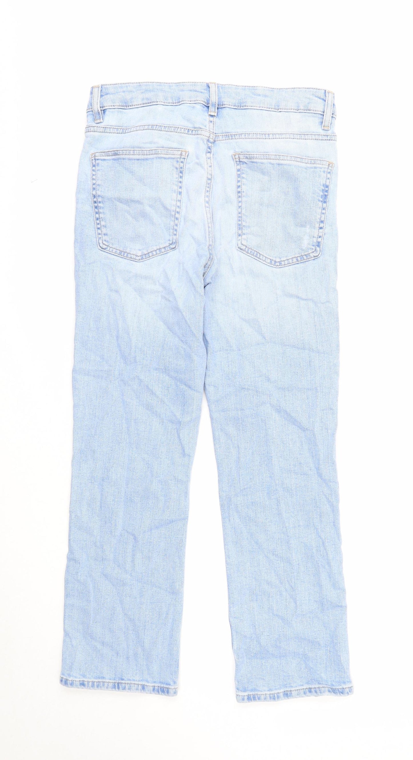 Marks and Spencer Womens Blue Cotton Straight Jeans Size 10 Slim Zip