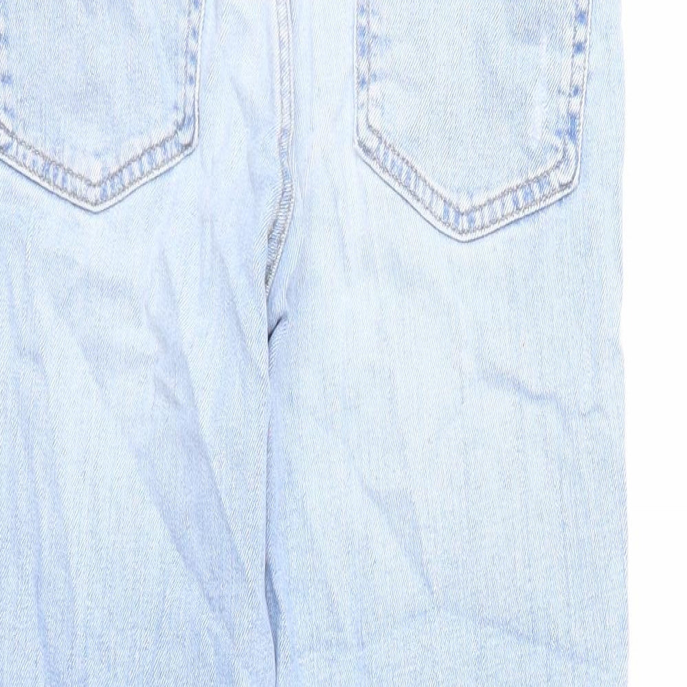 Marks and Spencer Womens Blue Cotton Straight Jeans Size 10 Slim Zip
