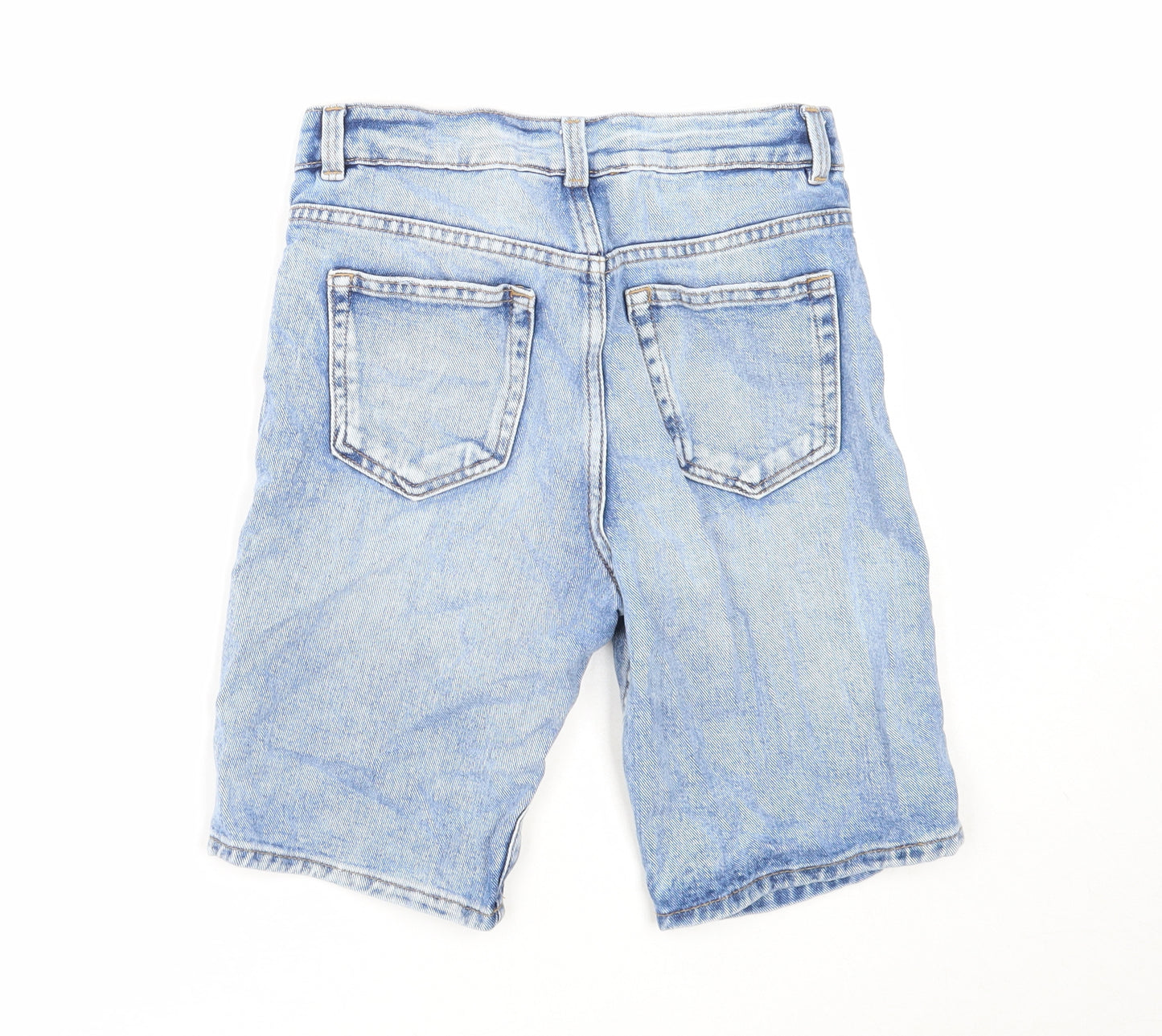 Marks and Spencer Boys Blue Cotton Biker Shorts Size 9-10 Years Regular Zip