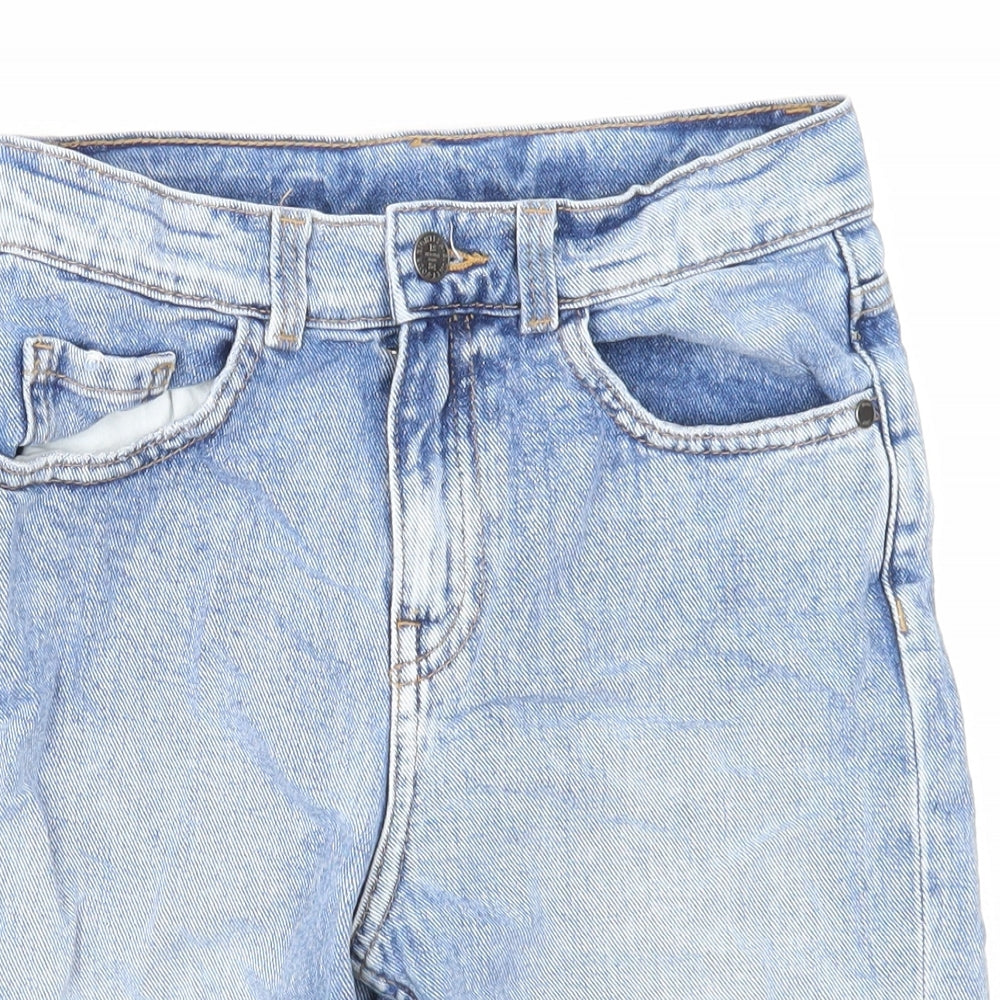Marks and Spencer Boys Blue Cotton Biker Shorts Size 9-10 Years Regular Zip