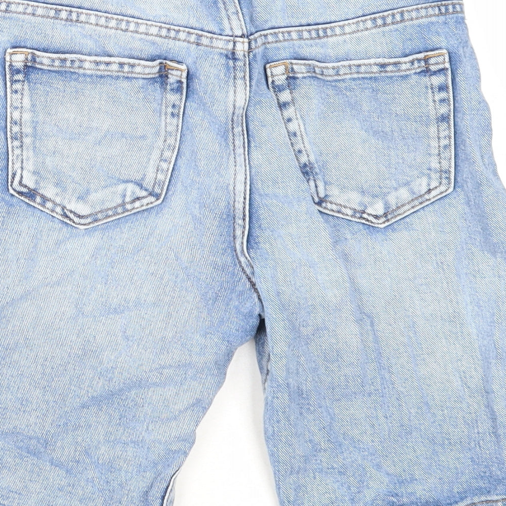 Marks and Spencer Boys Blue Cotton Biker Shorts Size 9-10 Years Regular Zip