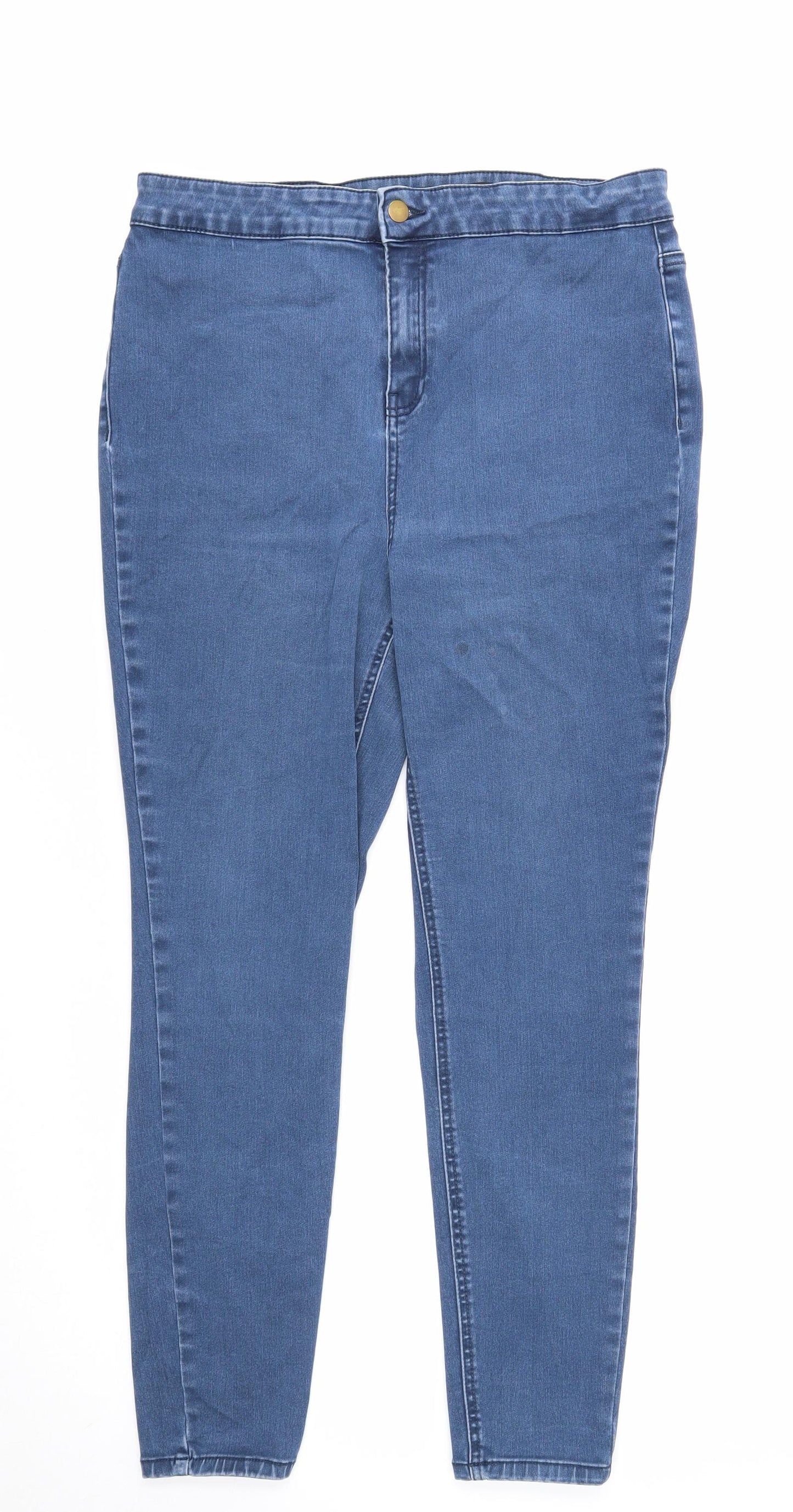 TU Womens Blue Cotton Skinny Jeans Size 18 Regular Zip